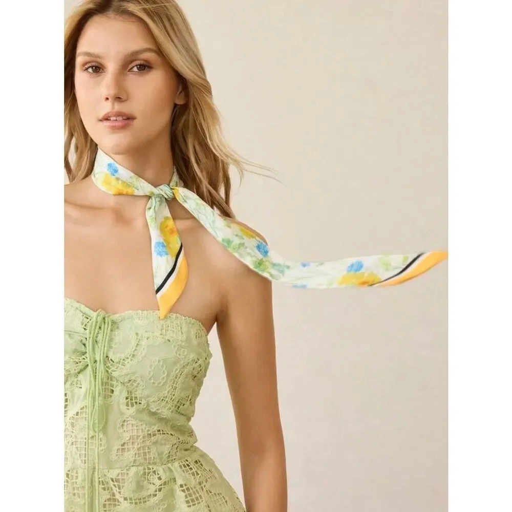 floral skinny scarf A1734